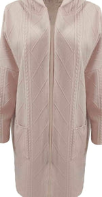 Clara Long Hooded Cable-Knit Cardigan