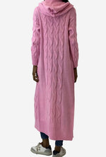 Clara Long Hooded Cable-Knit Cardigan