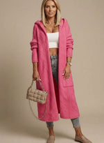Clara Long Hooded Cable-Knit Cardigan