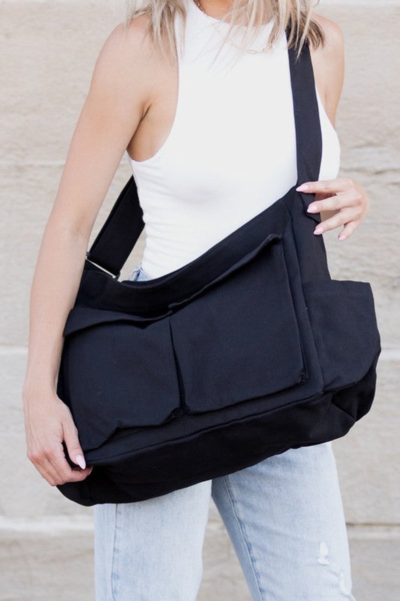 Elfriede Oversized Canvas Messenger Tote