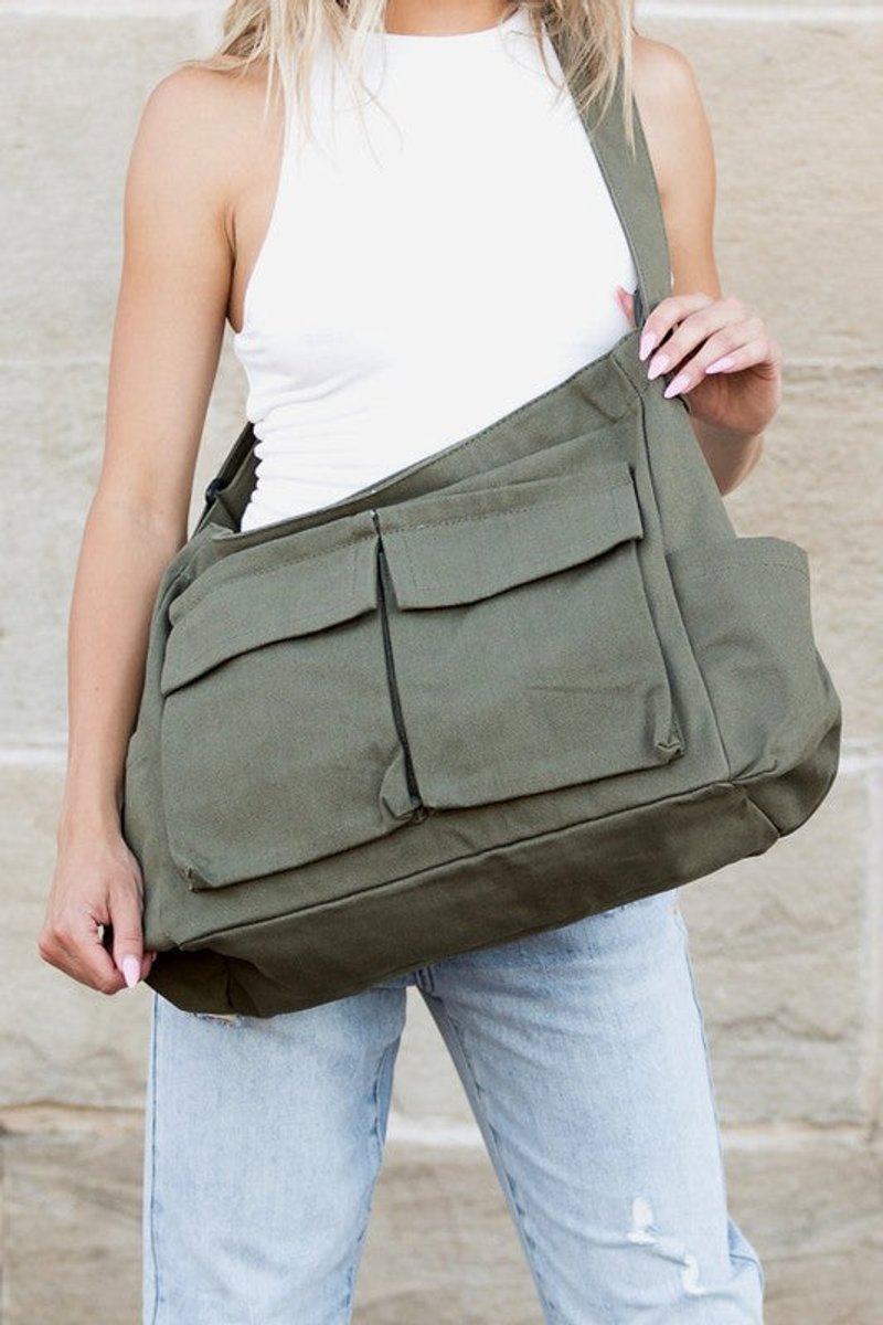 Elfriede Oversized Canvas Messenger Tote