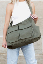 Elfriede Oversized Canvas Messenger Tote