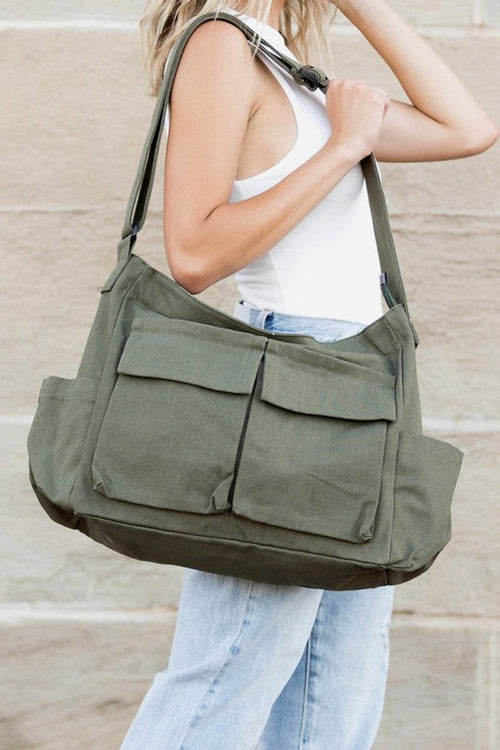 Elfriede Oversized Canvas Messenger Tote