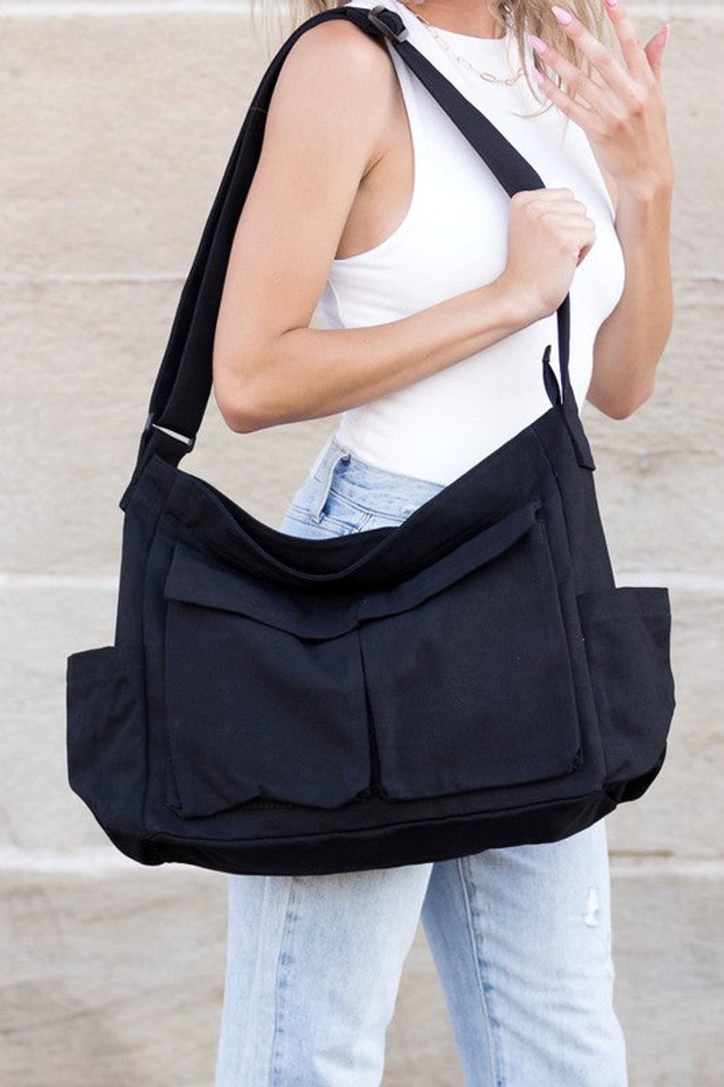 Elfriede Oversized Canvas Messenger Tote