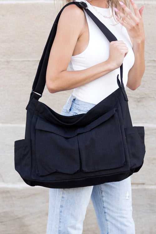 Elfriede Oversized Canvas Messenger Tote