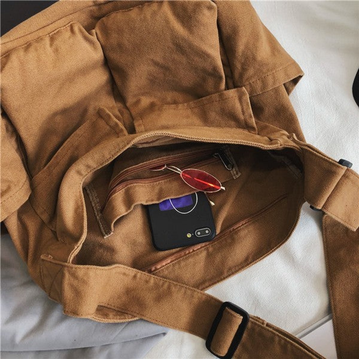 Elfriede Oversized Canvas Messenger Tote