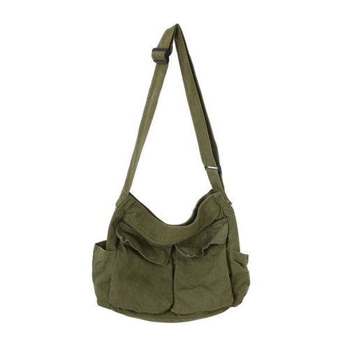 Elfriede Oversized Canvas Messenger Tote