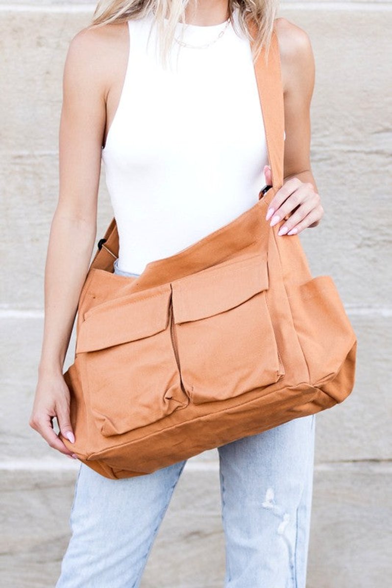 Elfriede Oversized Canvas Messenger Tote