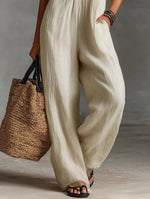 Annika Embroidered Sleeveless Linen Jumpsuit with Stand Collar