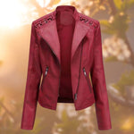 Elisabeth Faux Leather Biker Jacket with Shoulder Detail