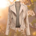 Elisabeth Faux Leather Biker Jacket with Shoulder Detail