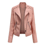 Elisabeth Faux Leather Biker Jacket with Shoulder Detail