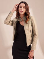 Lena Fitted Faux Leather Biker Jacket