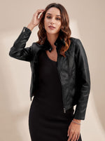 Lena Fitted Faux Leather Biker Jacket