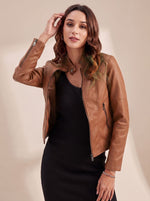 Lena Fitted Faux Leather Biker Jacket