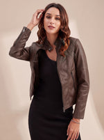 Lena Fitted Faux Leather Biker Jacket