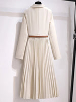 Emilia Blazer-Style Pleated Midi Dress with Belt
