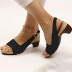 Amelie Buckled Block-Heel Slingback Sandals