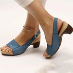 Amelie Buckled Block-Heel Slingback Sandals