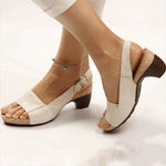 Amelie Buckled Block-Heel Slingback Sandals