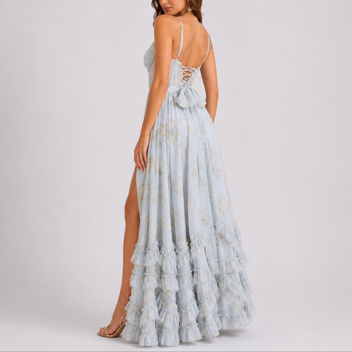 Luisa Floral Corset Maxi Evening Dress