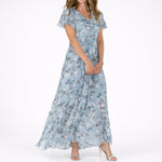 Clara Floral Maxi Dress with V-Neckline