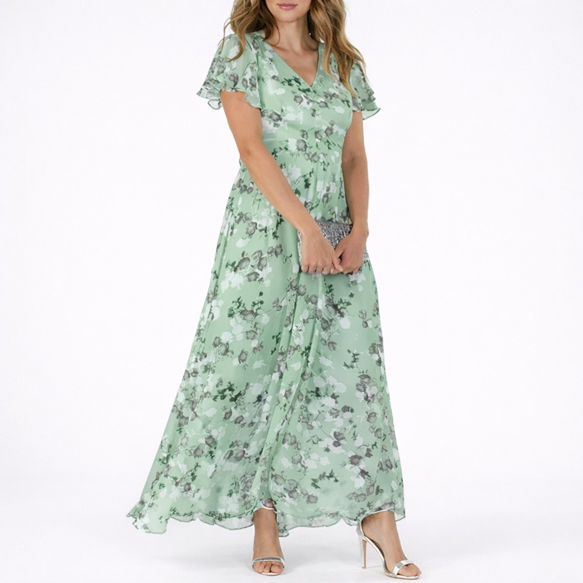 Clara Floral Maxi Dress with V-Neckline