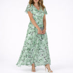 Clara Floral Maxi Dress with V-Neckline