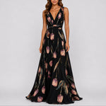 Annika Floral V-Neck Chiffon Maxi Dress