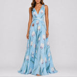 Annika Floral V-Neck Chiffon Maxi Dress