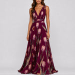 Annika Floral V-Neck Chiffon Maxi Dress