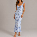 Greta Floral Maxi Wedding Guest Dress with Ruffle Straps