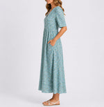 Johanna Floral Midi Dress with Round Neckline
