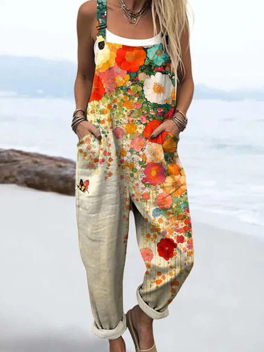 Mia Floral Wide-Leg Sleeveless Jumpsuit