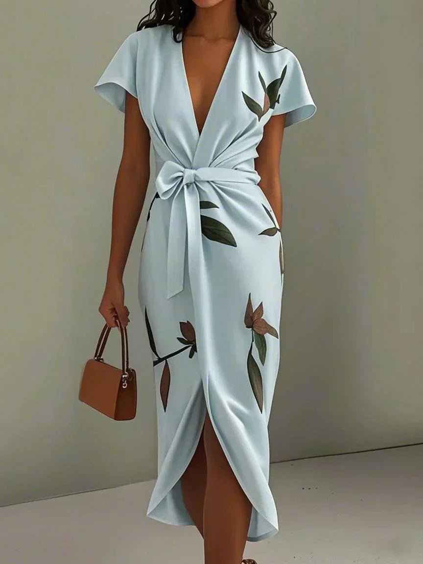 Amelie Floral Wrap V-Neck Midi Dress