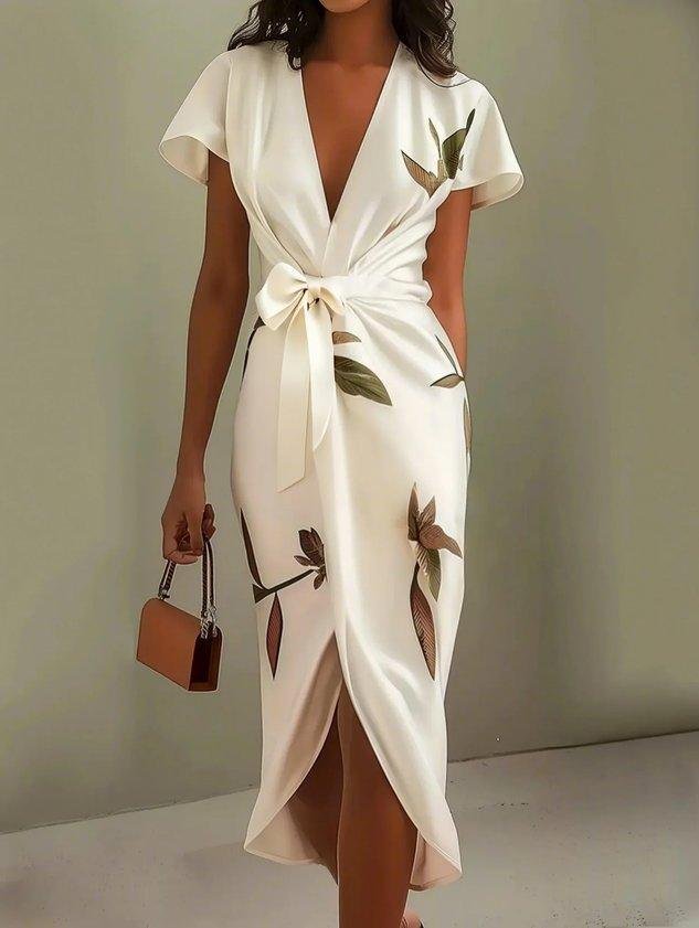 Amelie Floral Wrap V-Neck Midi Dress