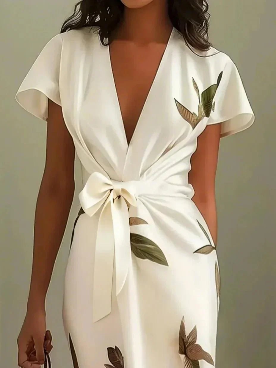 Amelie Floral Wrap V-Neck Midi Dress