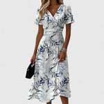 Mia Floral Wrap Midi Dress with V-Neck
