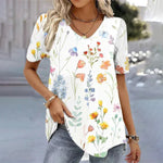 Emilia Floral V-Neck Short-Sleeve Top