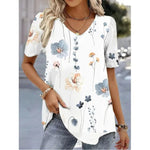 Emilia Floral V-Neck Short-Sleeve Top