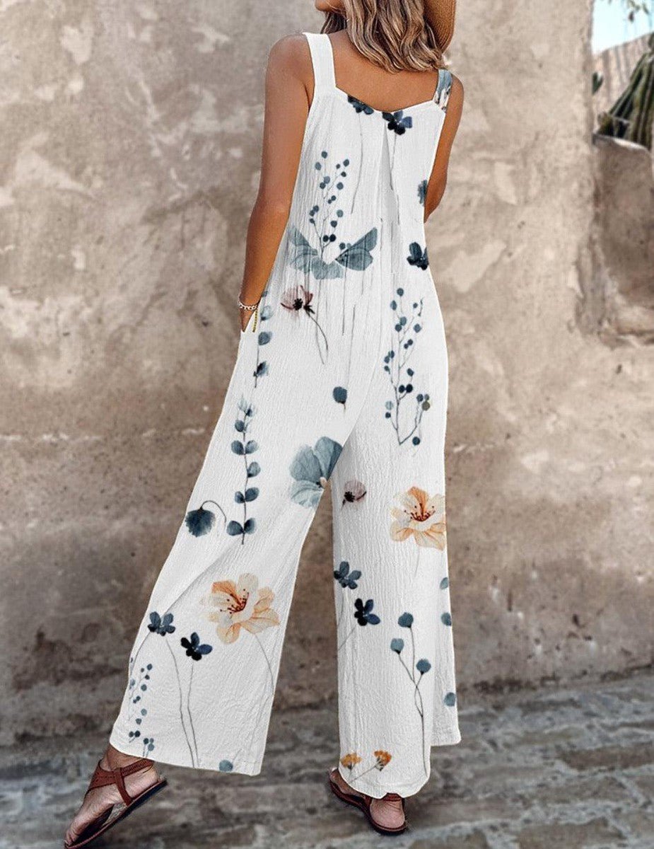 Nora Floral Print Wide-Leg Overalls