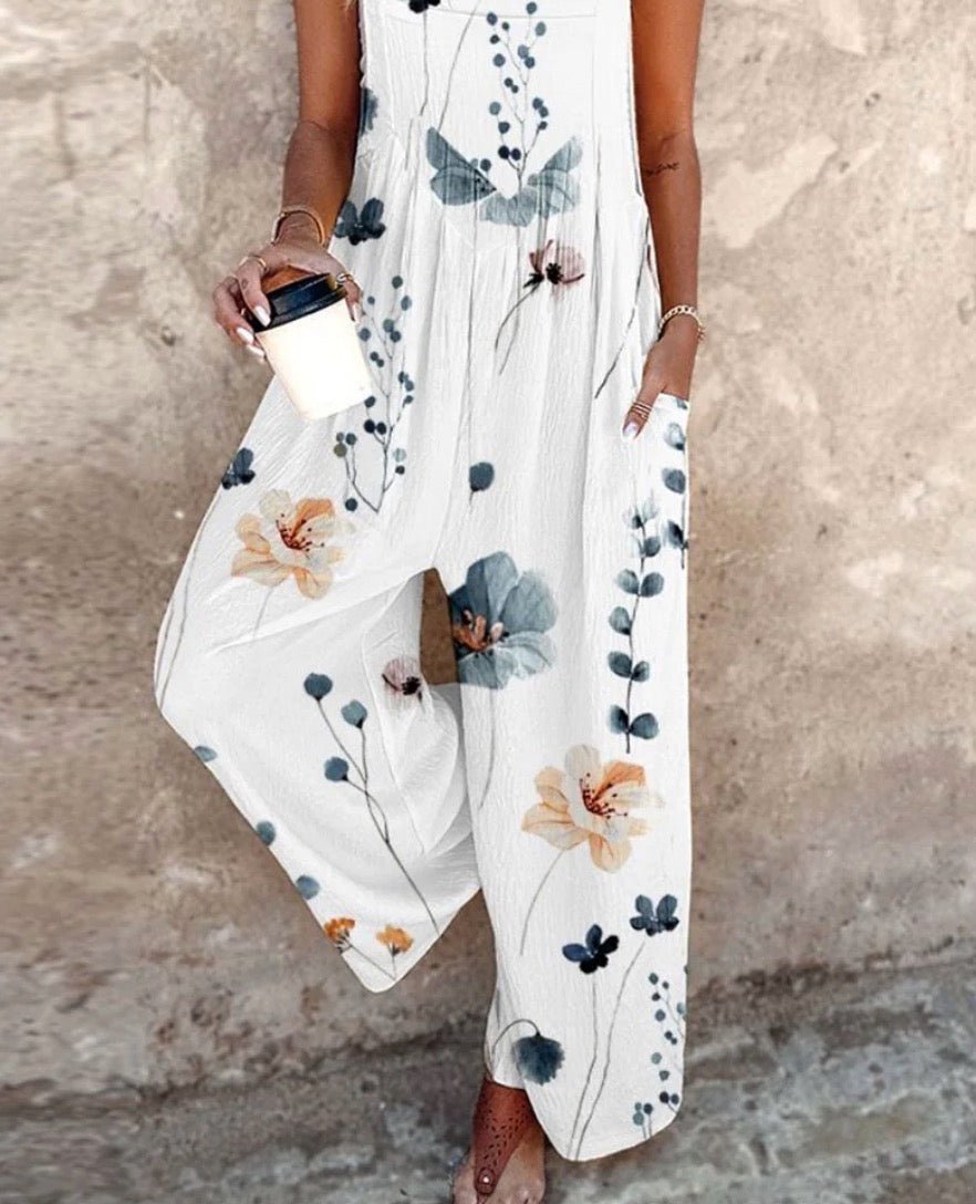 Nora Floral Print Wide-Leg Overalls