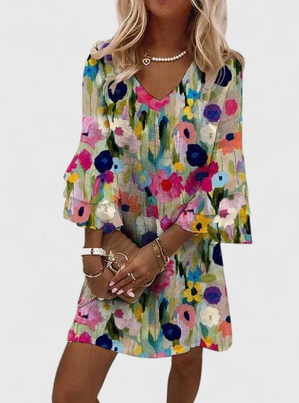Katharina Floral Ruffle Sleeve Mini Dress