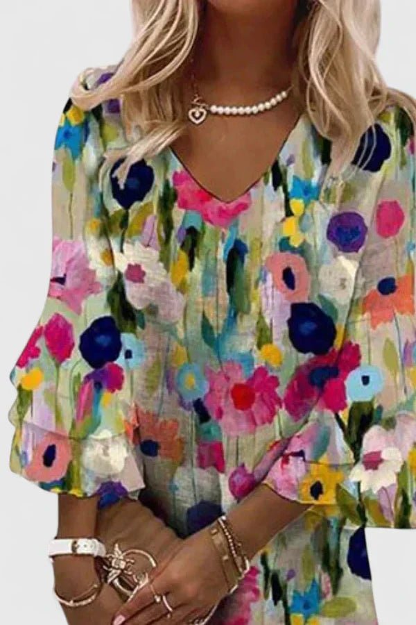 Katharina Floral Ruffle Sleeve Mini Dress