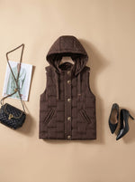 Leonie Quilted Button-Front Hooded Vest