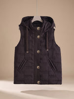 Leonie Quilted Button-Front Hooded Vest