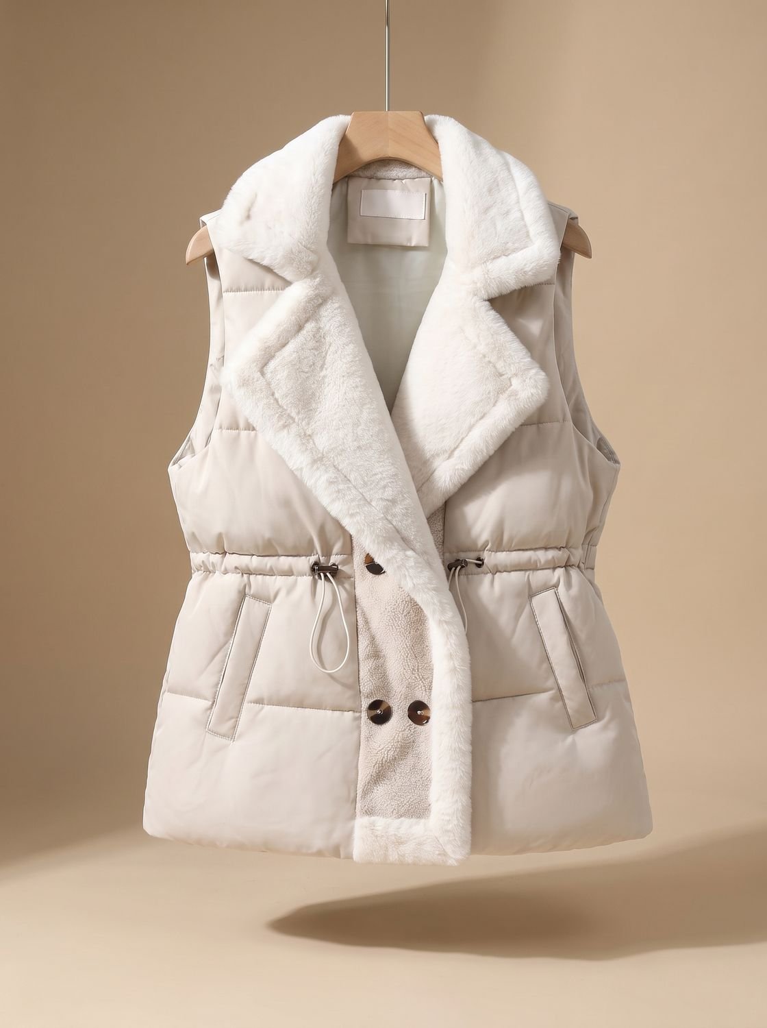 Hannah Faux-Fur Collar Quilted Vest