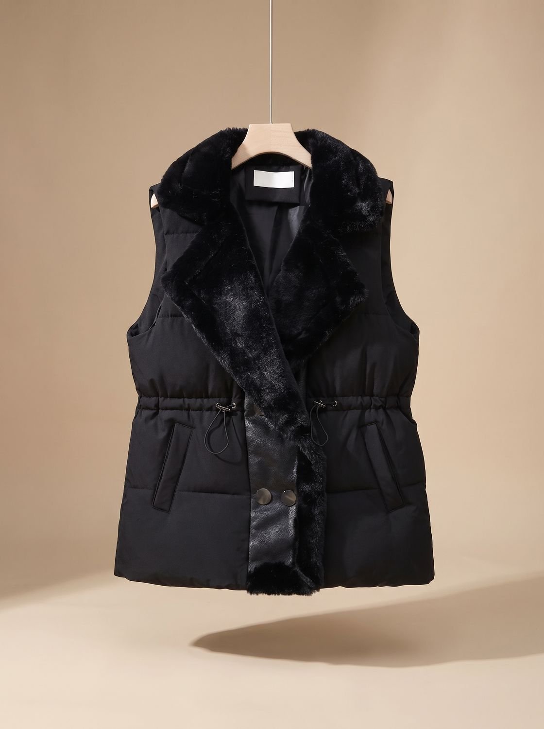 Hannah Faux-Fur Collar Quilted Vest