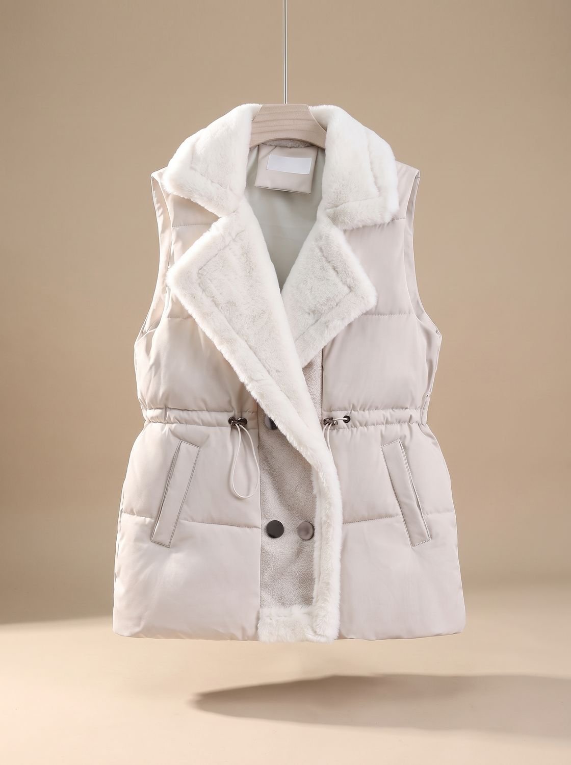 Hannah Faux-Fur Collar Quilted Vest