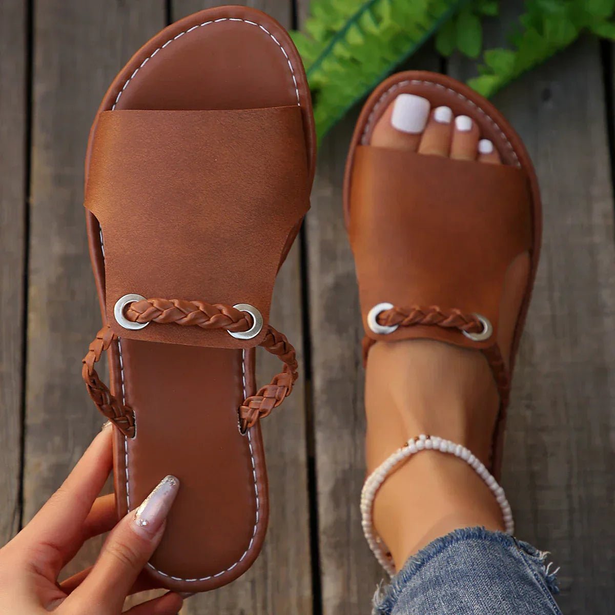 Greta Braided Boho Flat Sandals